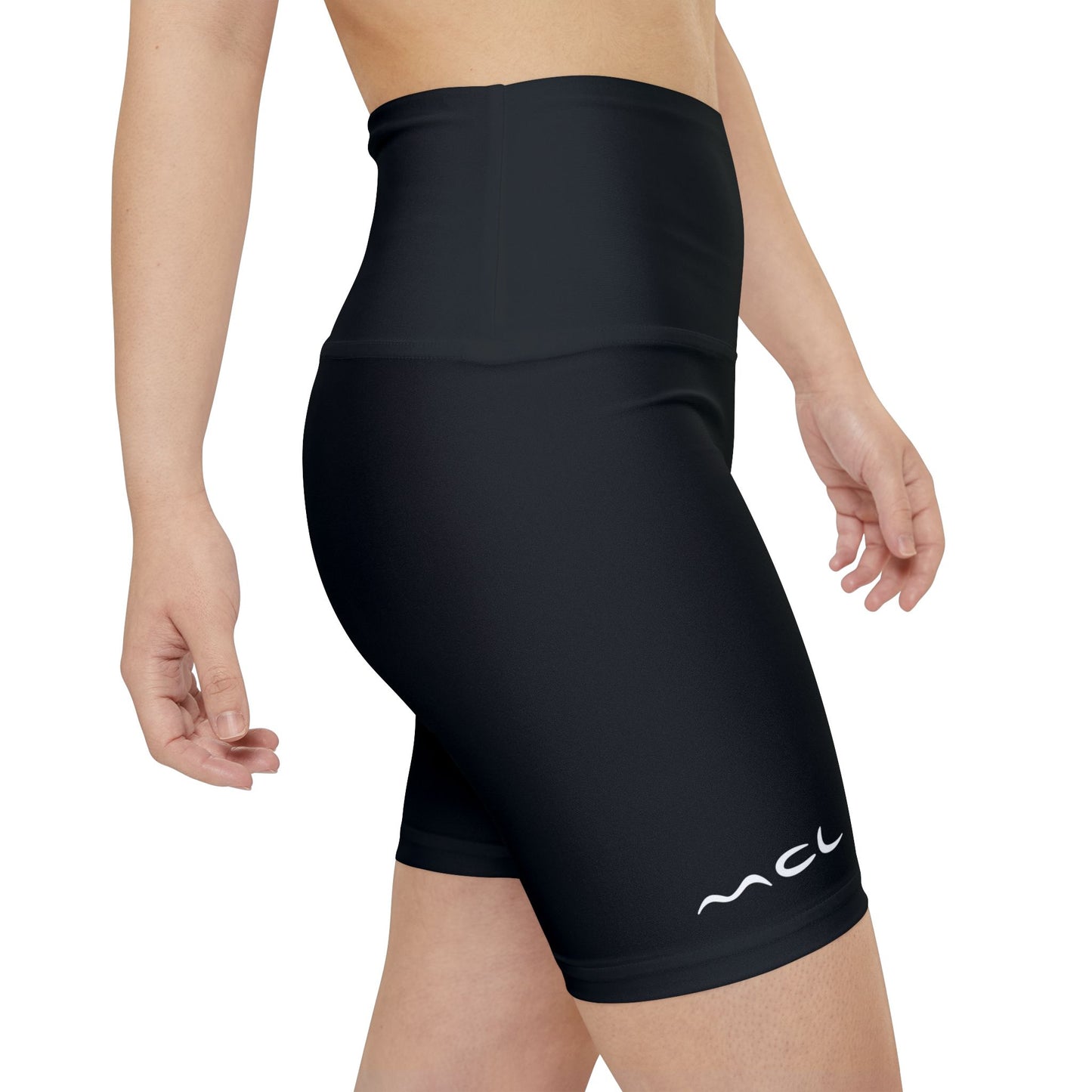 Women's Black High-Waist Workout Shorts — Minimal Logo Yoga & Running Bike Shorts