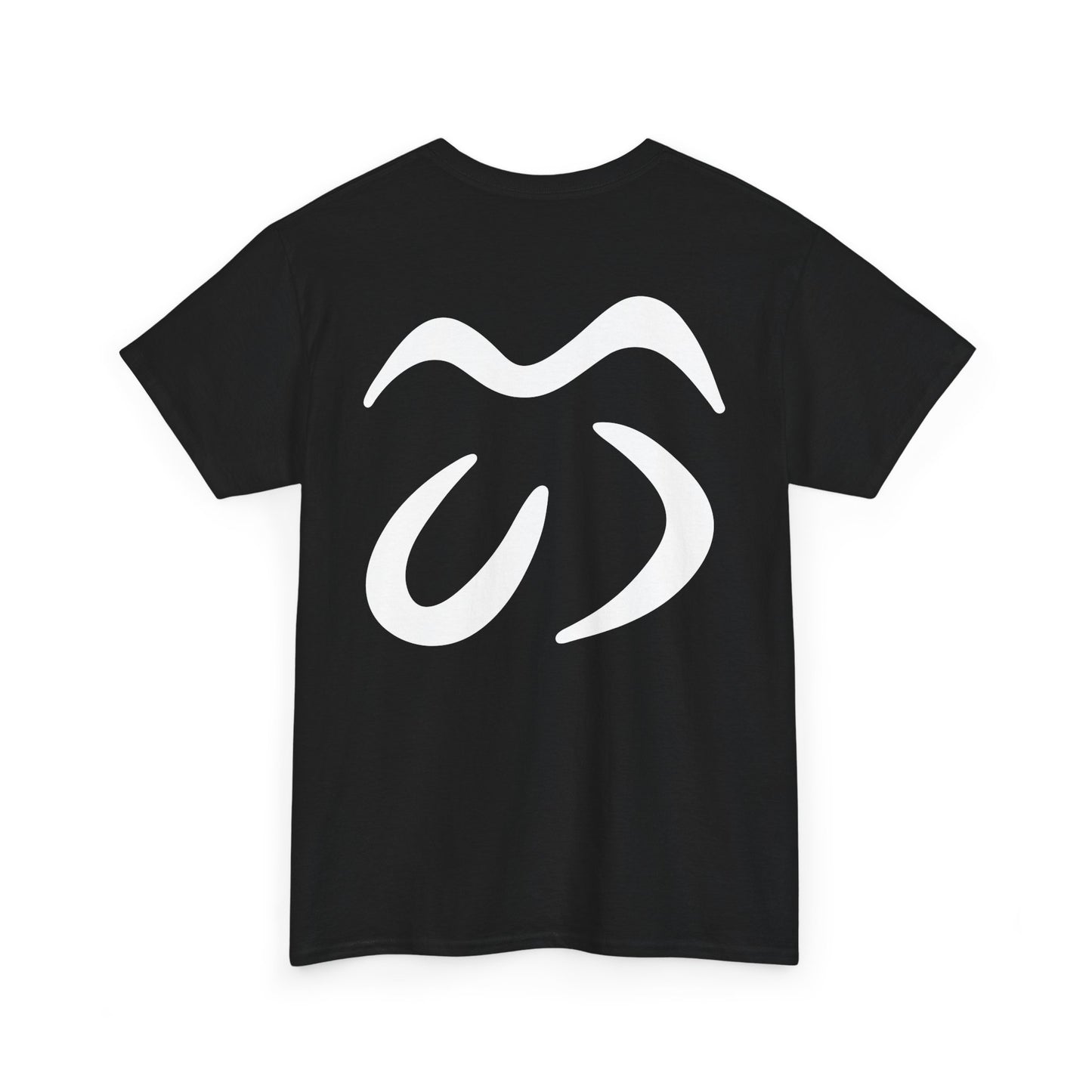 Minimalist Logo Tee — Black Cotton T-Shirt with White Abstract Emblem