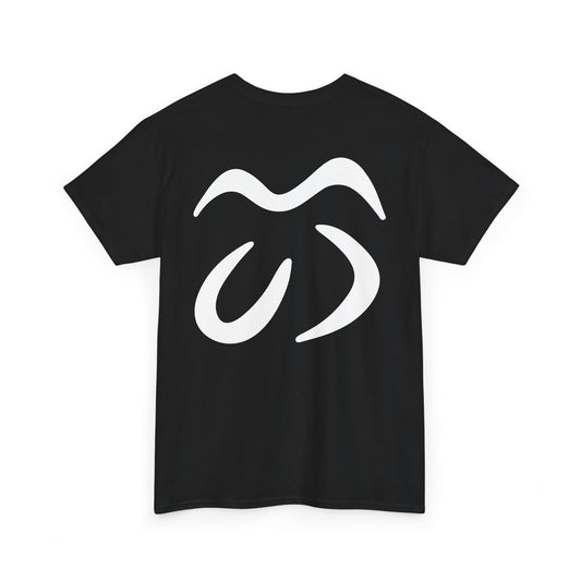 Minimalist Logo Tee — Black Cotton T-Shirt with White Abstract Emblem