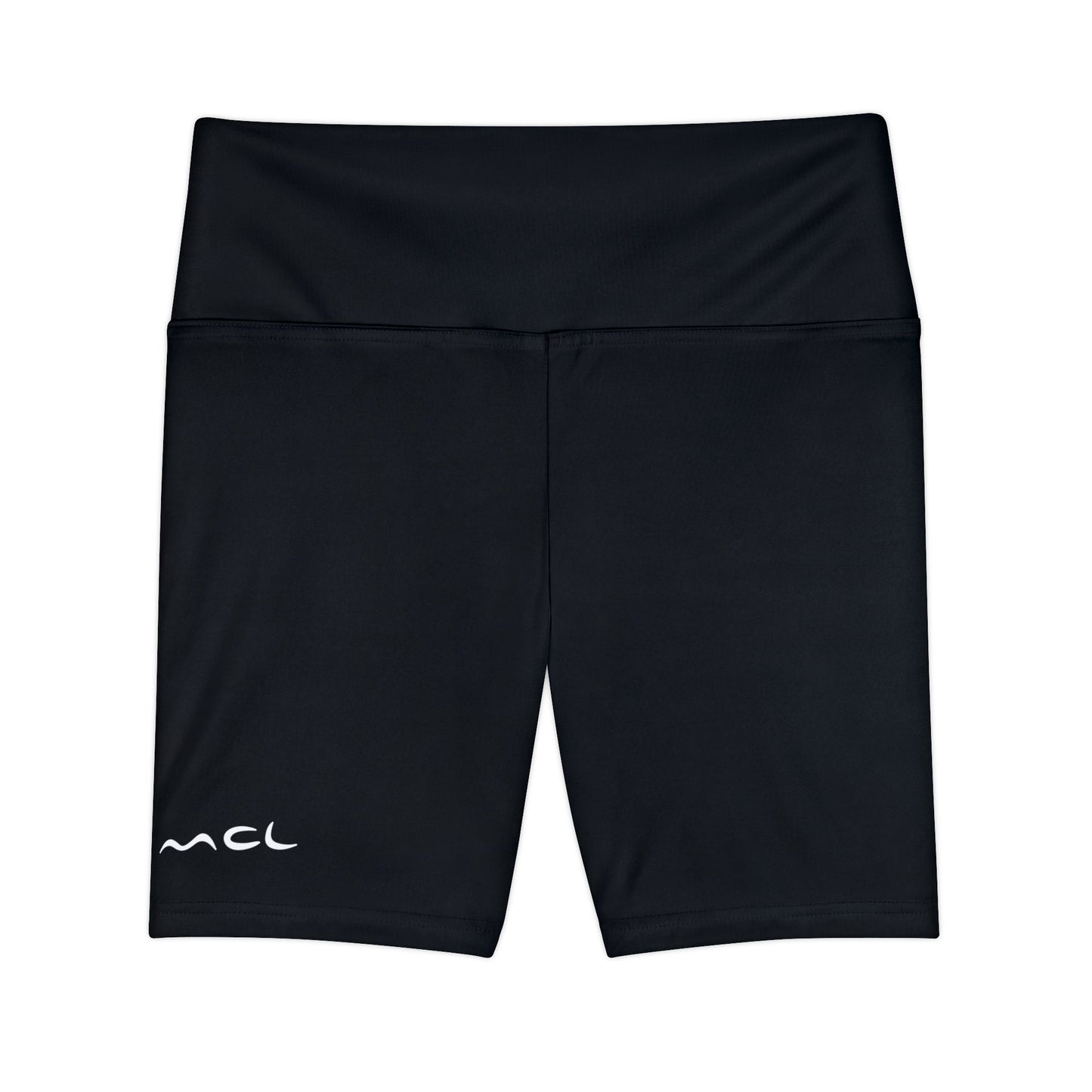 Women's Black High-Waist Workout Shorts — Minimal Logo Yoga & Running Bike Shorts