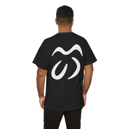 Minimalist Logo Tee — Black Cotton T-Shirt with White Abstract Emblem