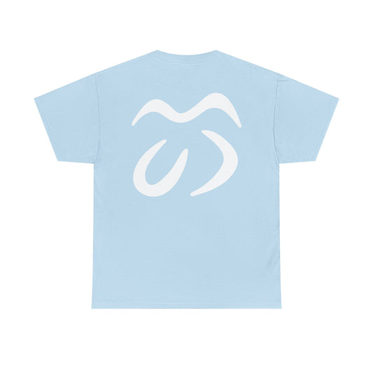 Minimalist Logo Tee — Black Cotton T-Shirt with White Abstract Emblem