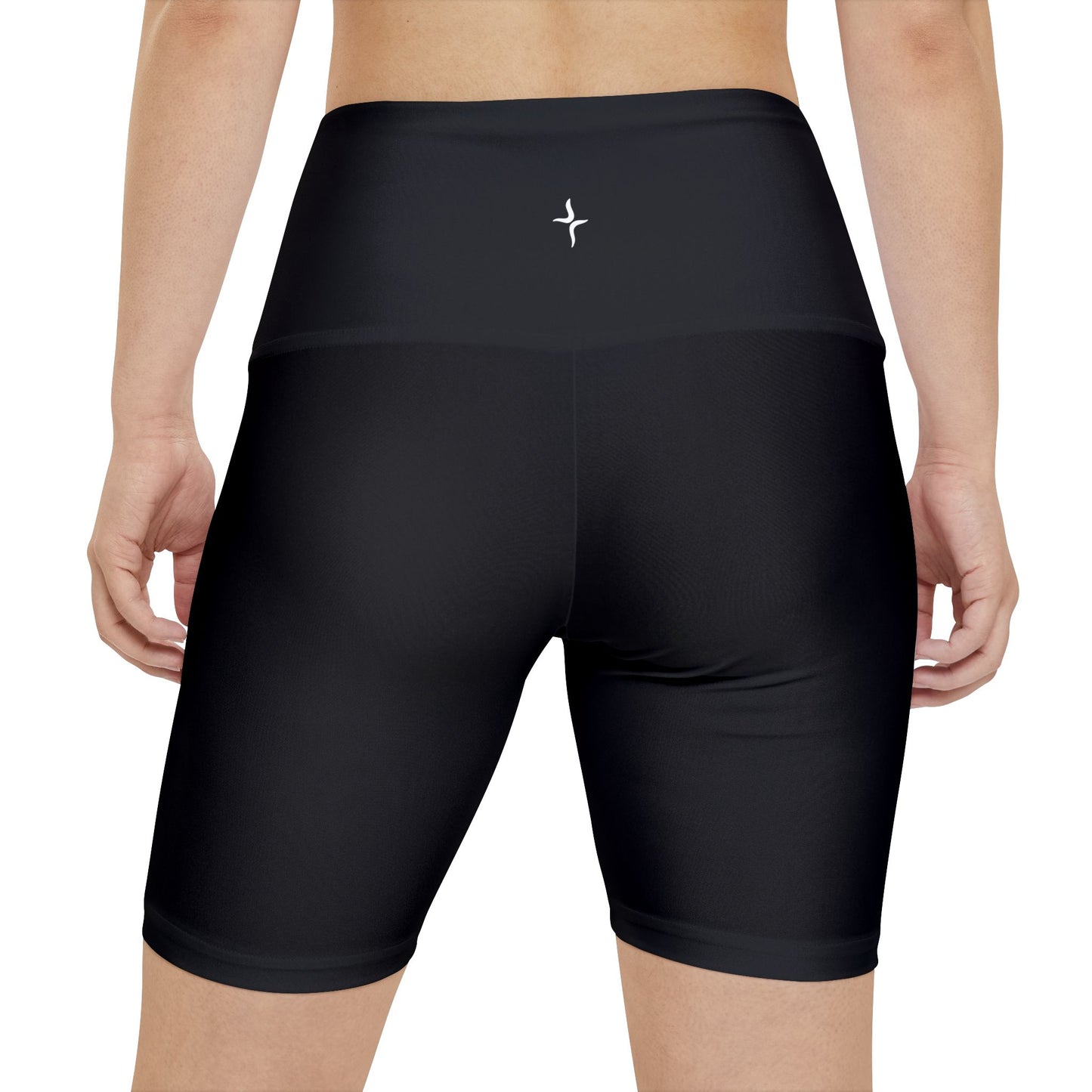 Women's Black High-Waist Workout Shorts — Minimal Logo Yoga & Running Bike Shorts