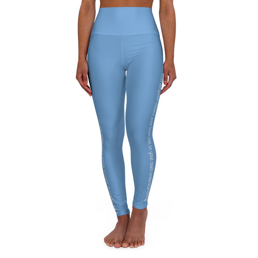 High-Waist Yoga Leggings — Seamless Blue AOP, Sculpting Activewear for Yoga & Everyday