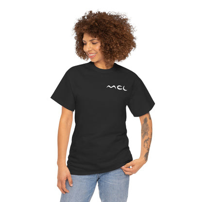 Minimalist Logo Tee — Black Cotton T-Shirt with White Abstract Emblem