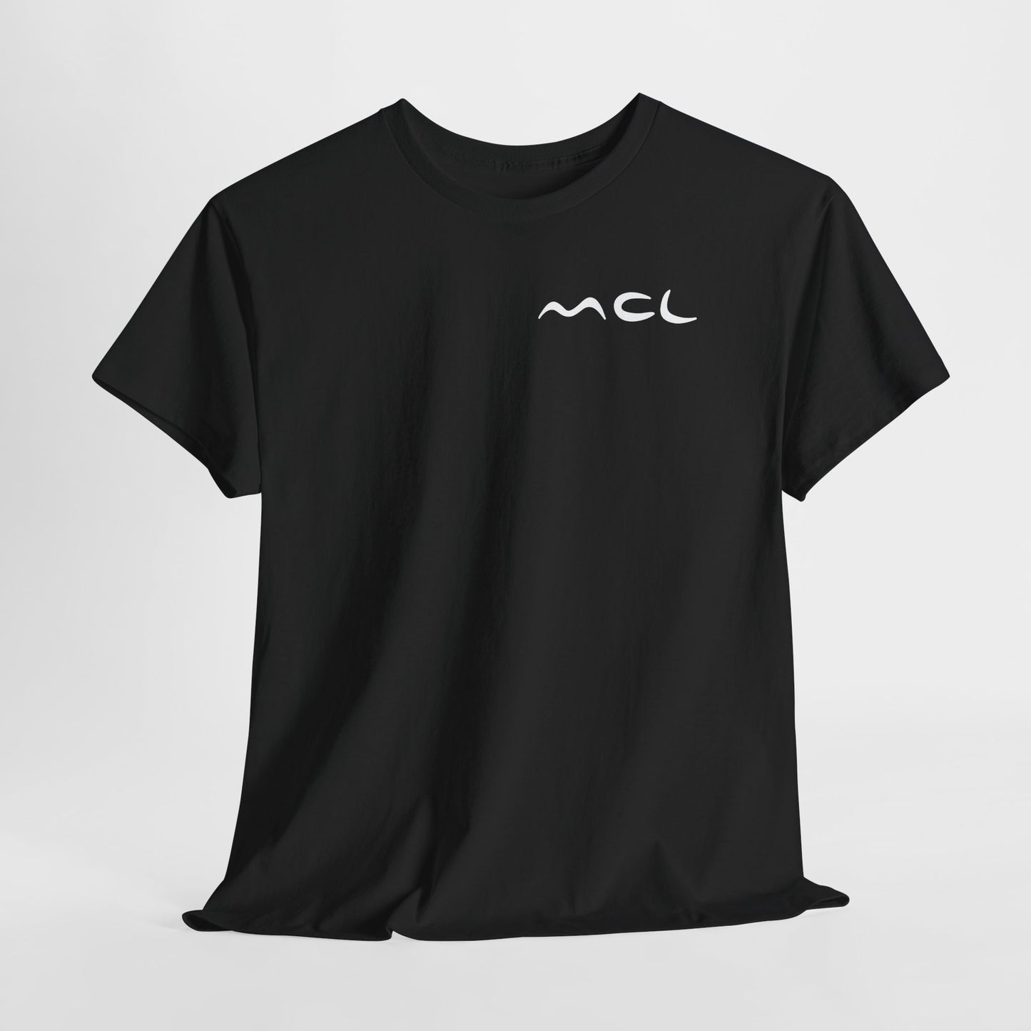 Minimalist Logo Tee — Black Cotton T-Shirt with White Abstract Emblem