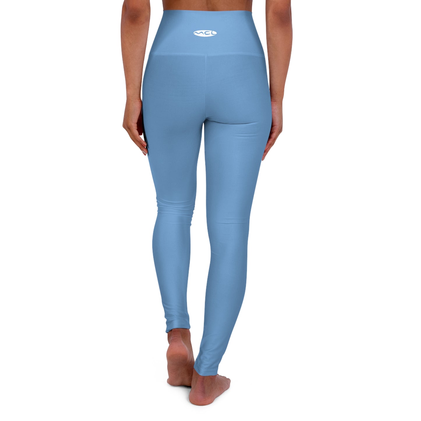 High-Waist Yoga Leggings — Seamless Blue AOP, Sculpting Activewear for Yoga & Everyday