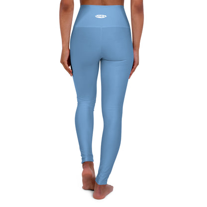 High-Waist Yoga Leggings — Seamless Blue AOP, Sculpting Activewear for Yoga & Everyday