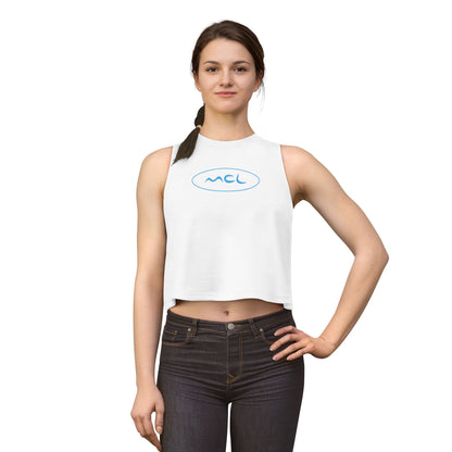 MCL Oval Logo Women's Crop Top – Minimal Blue Graphic Tank